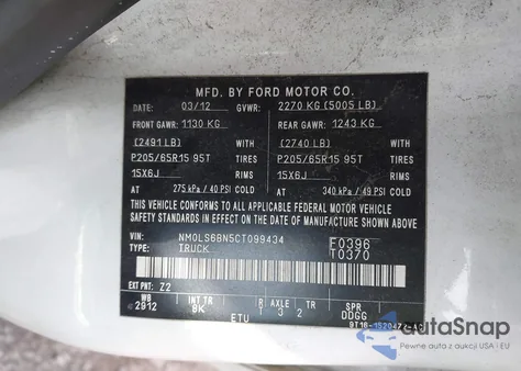 2012 Ford Transit Connect Xlt from USA, damaged, VIN NM0LS6BN5CT099434